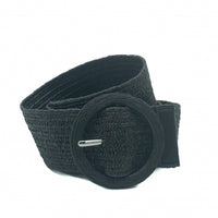 Raffia riem met beklede kunstof gesp.