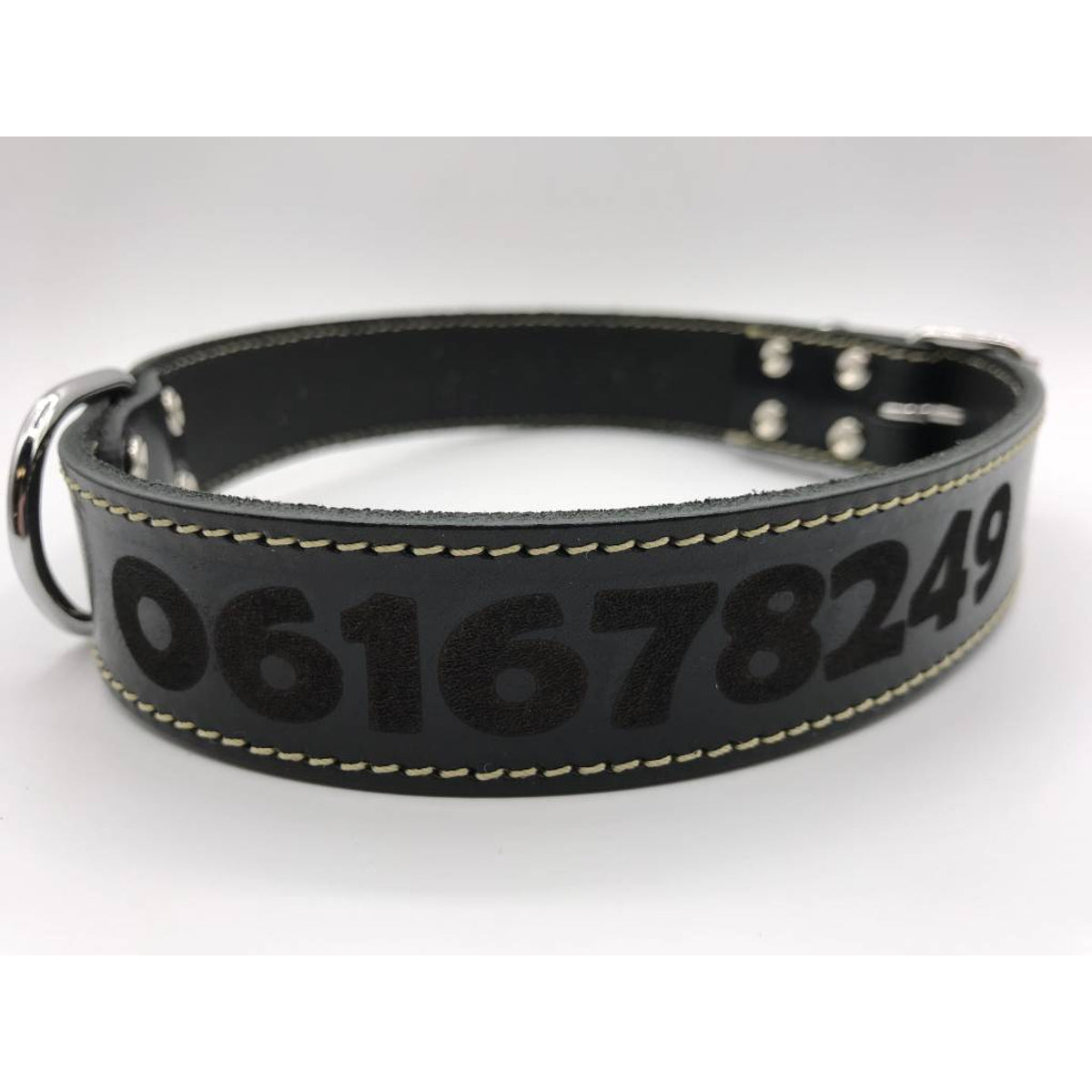 Hondenhalsband 30cm zwart echt Italiaans leer 