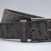 Stoere grijze echt lederen riem