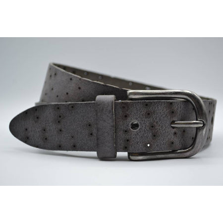Stoere grijze echt lederen riem