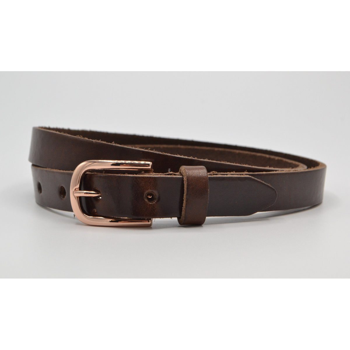 Bruine 20mm brede riem met rose gouden gesp. 