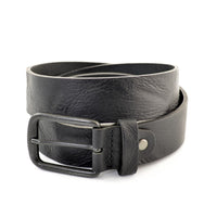 Zwarte 3,5 cm brede riem met hoogwaardig gekreukt leer.