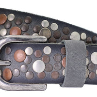 Zwart grijze S Oliver riem vol met verschillende studs.