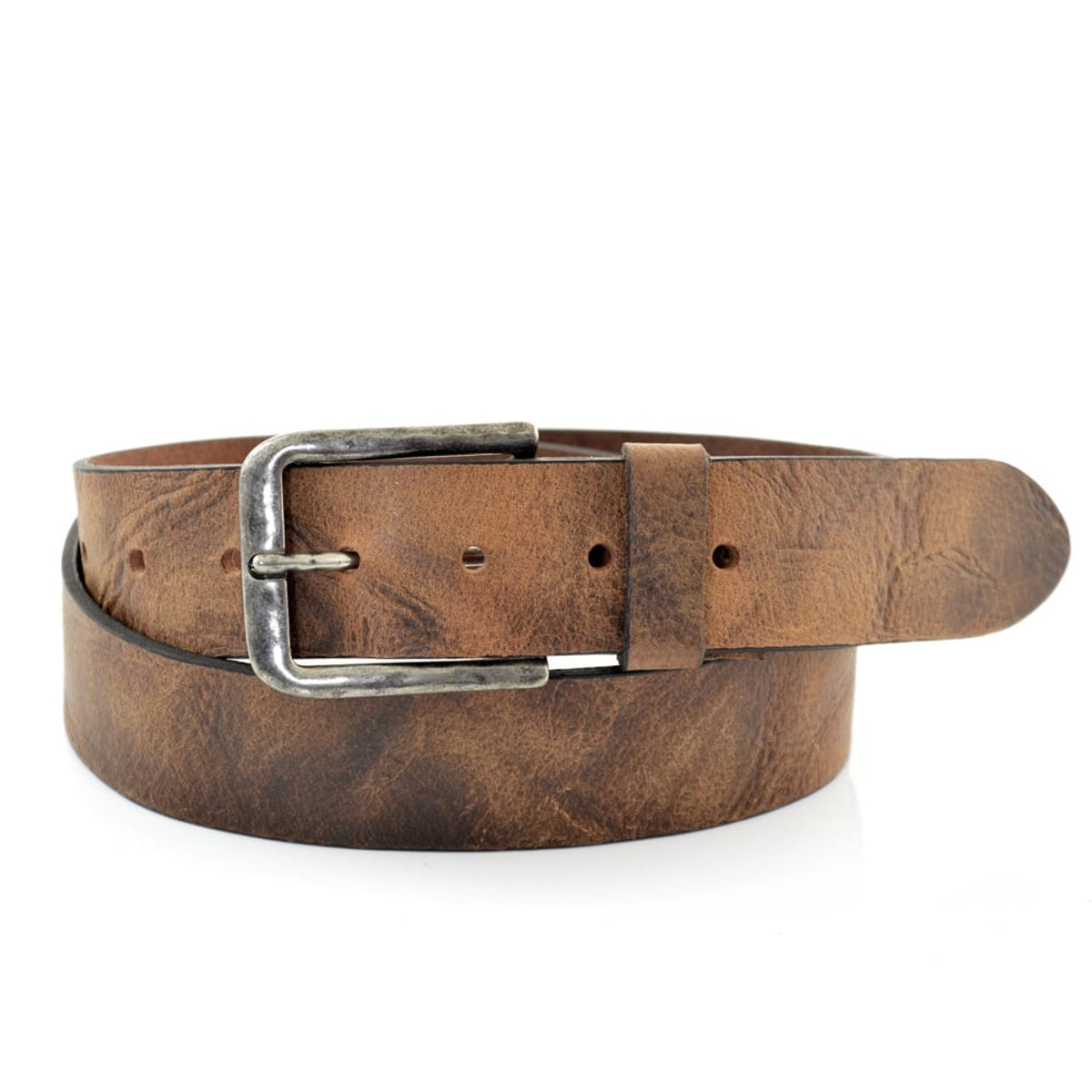 Cognac kreuk leer riem.