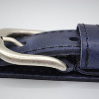 35mm blauwe gestikt italiaans volnerf lederen riem