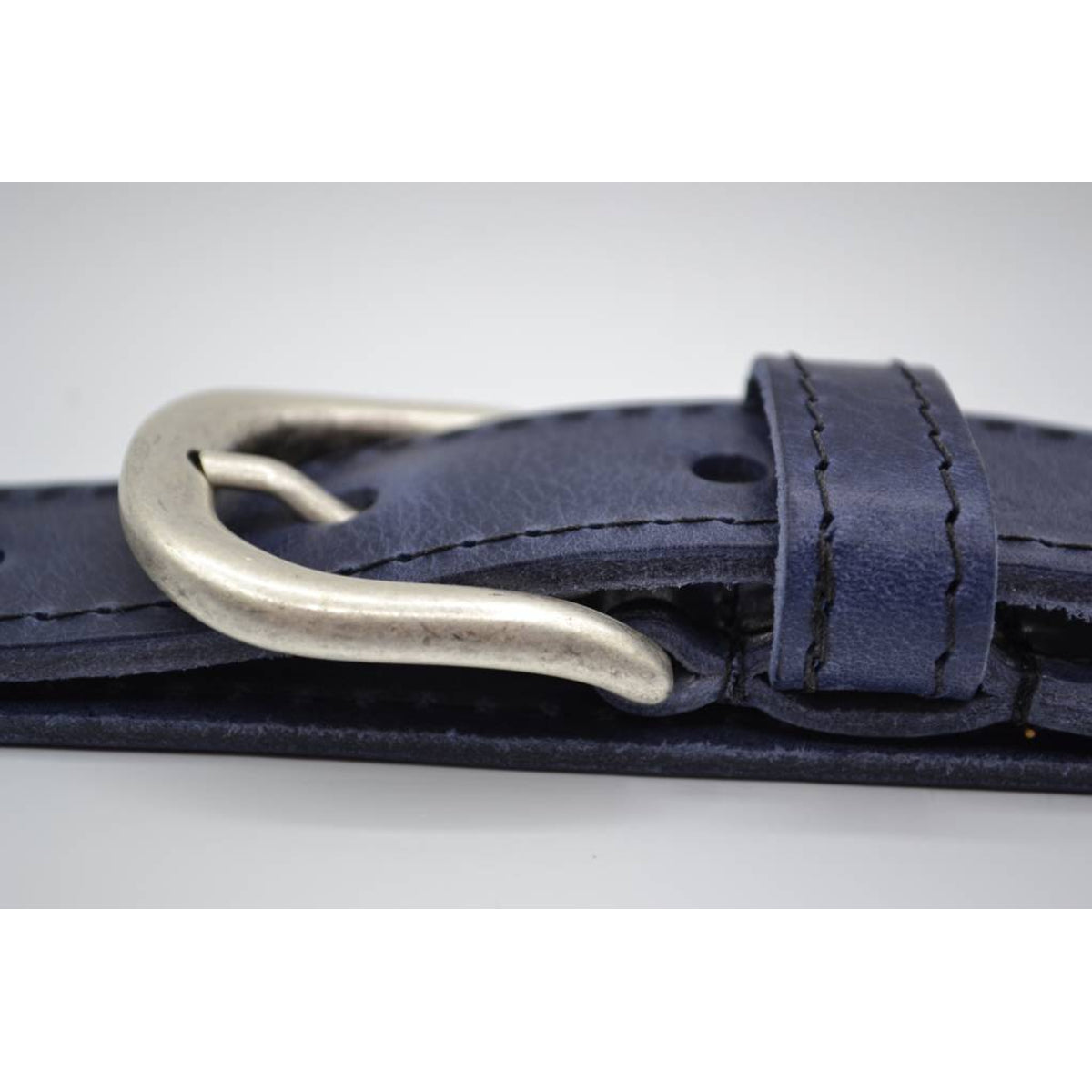 35mm blauwe gestikt italiaans volnerf lederen riem