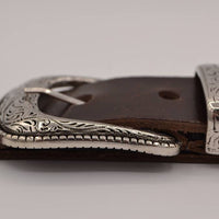 4cm western bruine volnerf lederen riem 