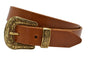 3cm Cognac western riem met gouden gesp
