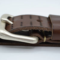 4cm triple dot gelaserde bruine volnerf lederen riem