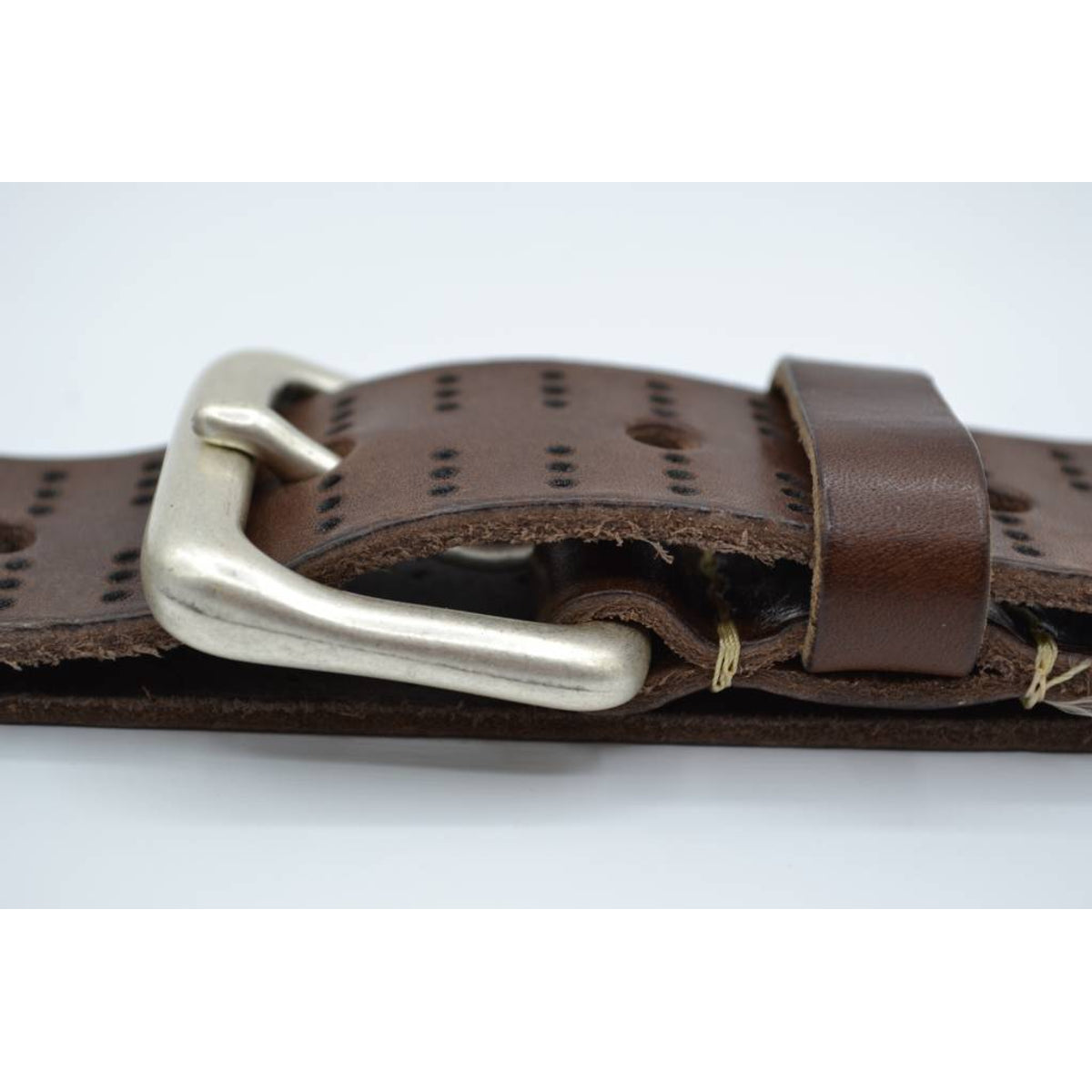 4cm triple dot gelaserde bruine volnerf lederen riem