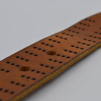 4cm triple dot gelaserde cognac volnerf lederen riem.