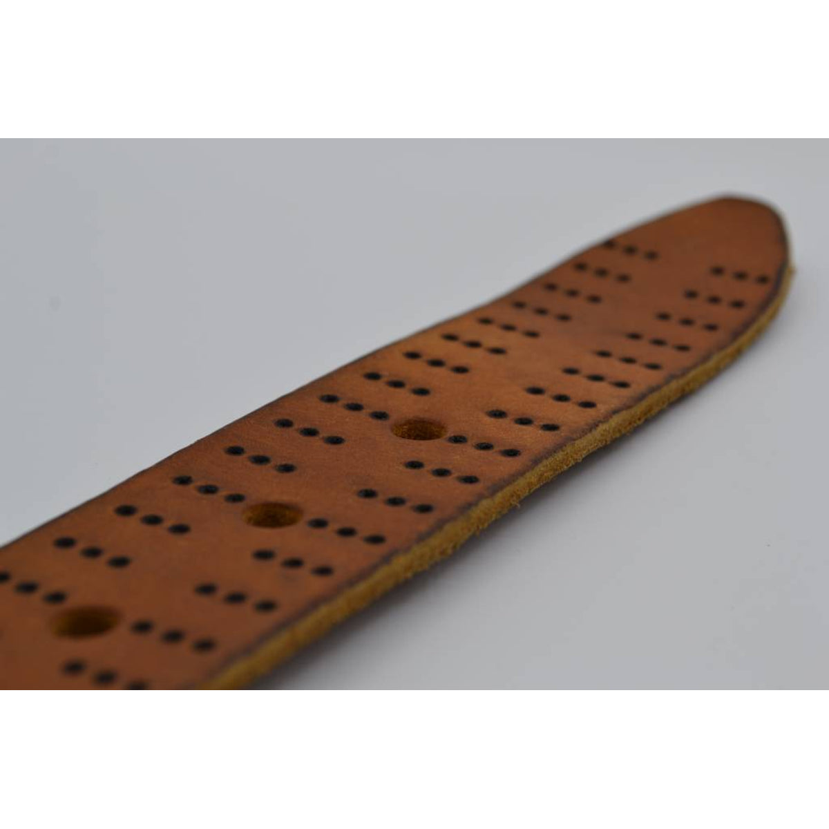 4cm triple dot gelaserde cognac volnerf lederen riem.