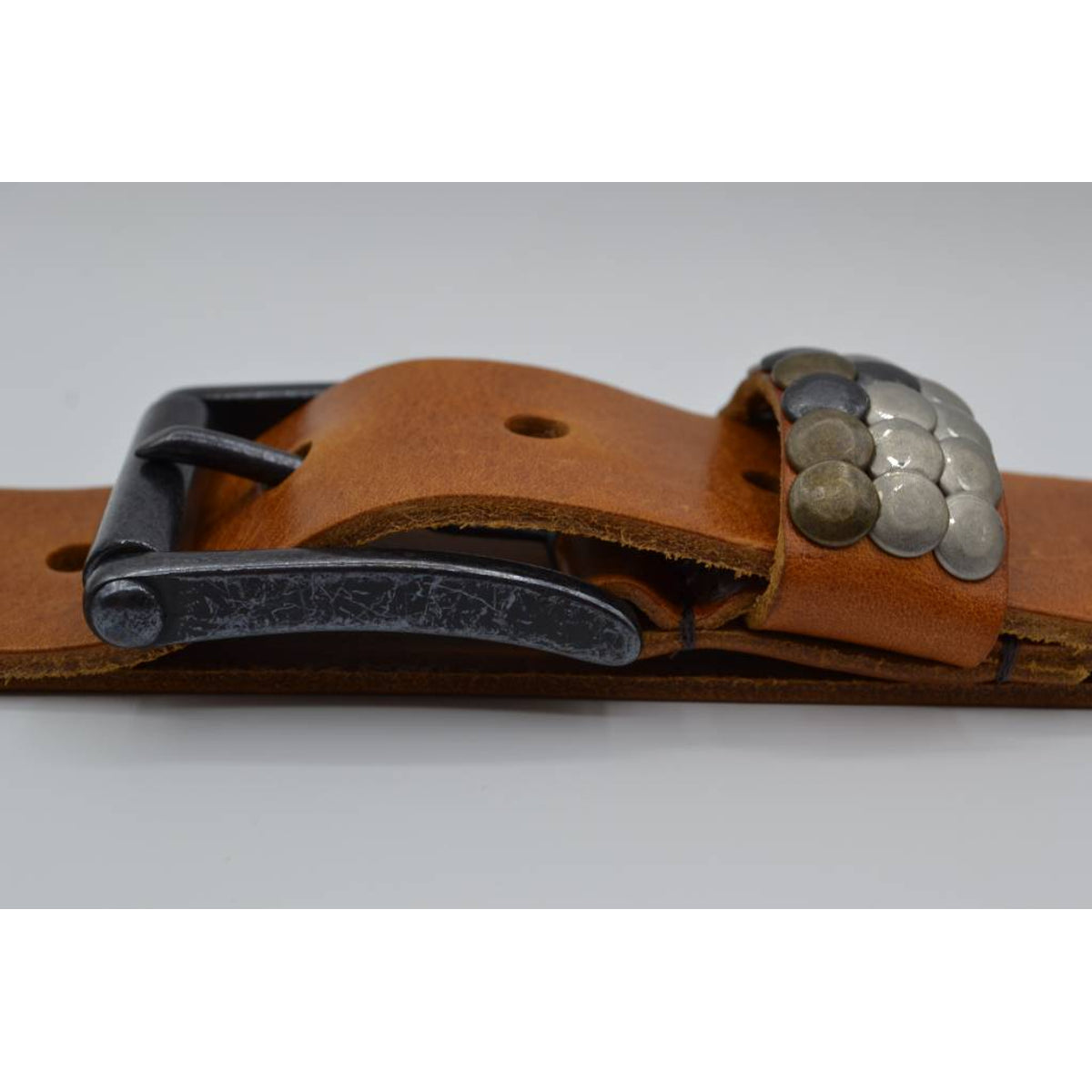 4,5cm cognac studriem van Italiaans volnerf leer