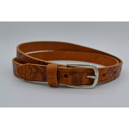 cognac 2cm brede krokodillen print damesriem