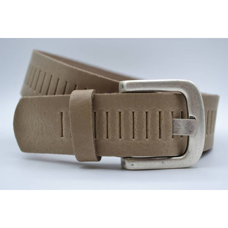 split lederen 40mm taupe casual perforatie riem