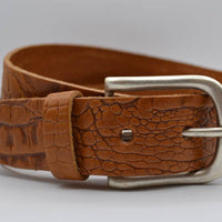 4cm croco cognac italiaans volnerf lederen casual riem