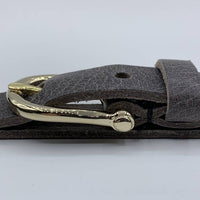Grijze smalle damesriem met gouden gesp