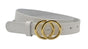 2.5cm brede witte riem met goud kleurige gesp.