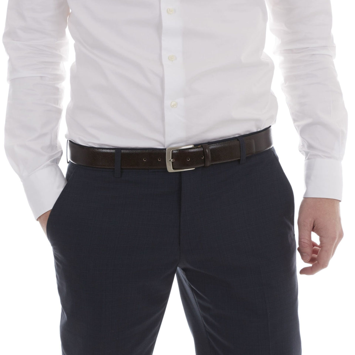 Bruine nette herenriem met hagedis print 