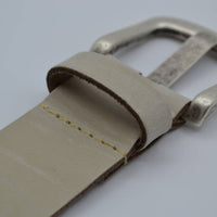 split lederen 40mm ecru casual perforatie riem