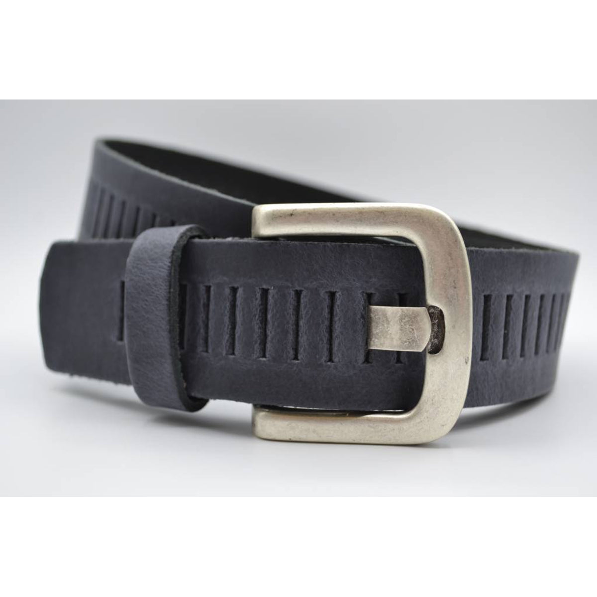 split lederen 40mm antracite casual perforatie riem