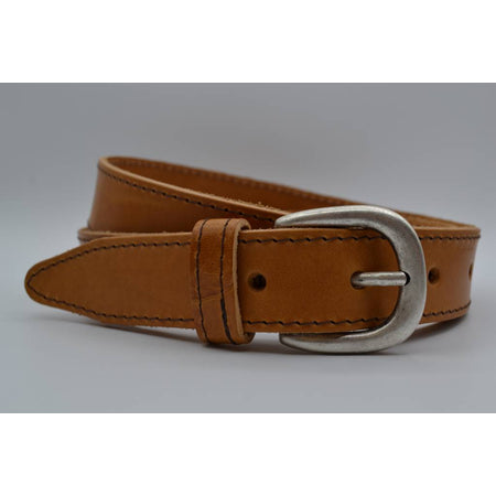 35mm cognac gestikte italiaans volnerf lederen riem
