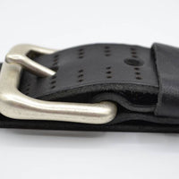 4cm triple dot gelaserde zwarte volnerf lederen riem