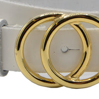 2.5cm brede witte riem met goud kleurige gesp.