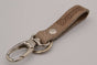 taupe echt lederen sleutelhanger met eigen naam of logo