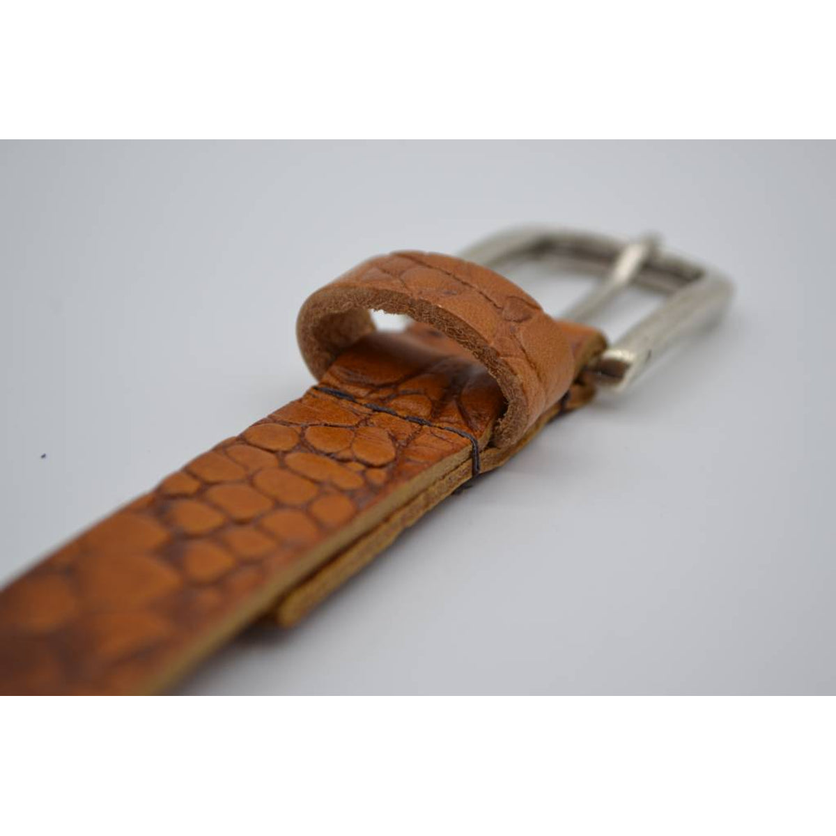 cognac 2cm brede krokodillen print damesriem