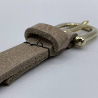Taupe smalle damesriem met gouden gesp