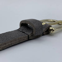 Grijze smalle damesriem met gouden gesp