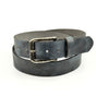Donker blauwe kreuk leer riem.