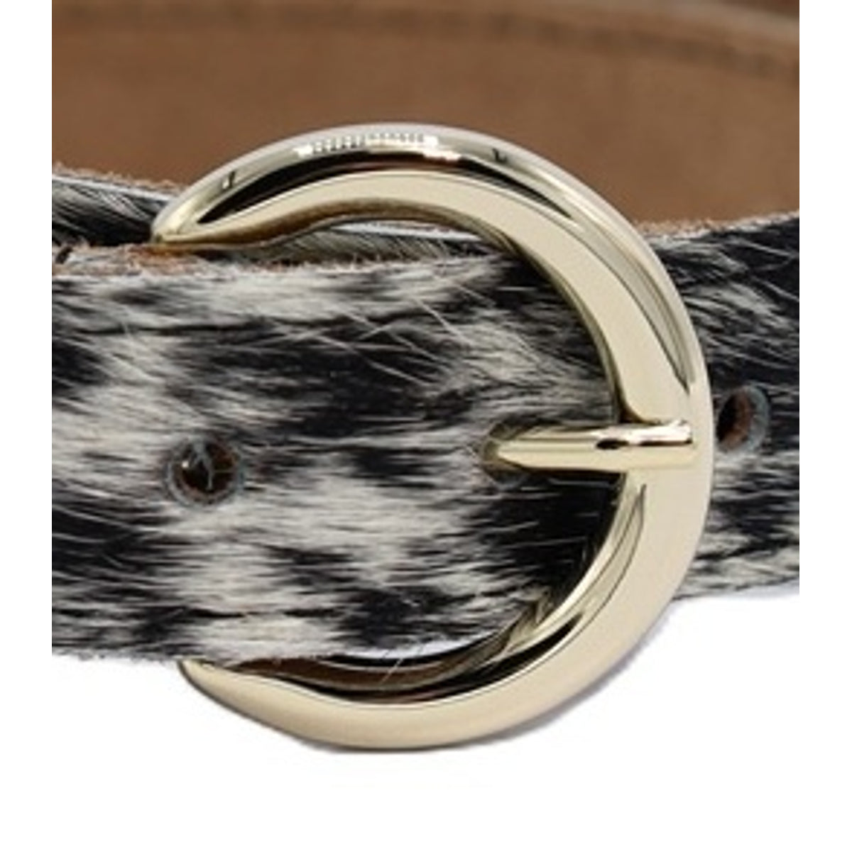 Wit zwarte koehuid  riem.