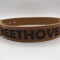 Hondenhalsband 35cm cognac echt Italiaans leer 