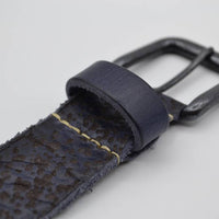 gelaserde blauwe echt lederen riem 