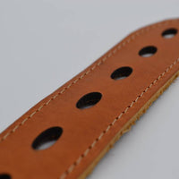 gelaserde cognac echt lederen riem met ovale gaten