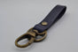Sleutelhanger met naam van blauw echt leer
