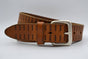 4cm triple dot gelaserde cognac volnerf lederen riem.
