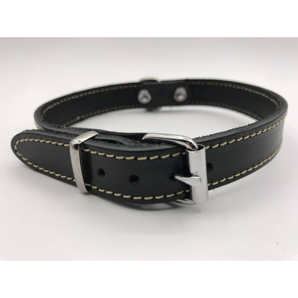 Hondenhalsband 35cm zwart echt Italiaans leer 