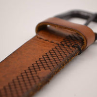 4cm cognac riem met ruit design