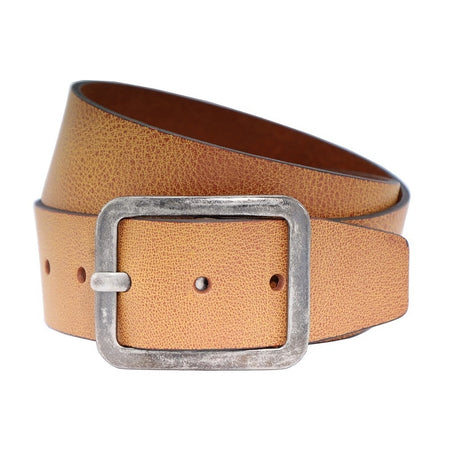 Cognac 5cm brede riem met zwarte gesp