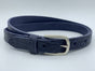 blauwe 2cm brede krokodillen print damesriem