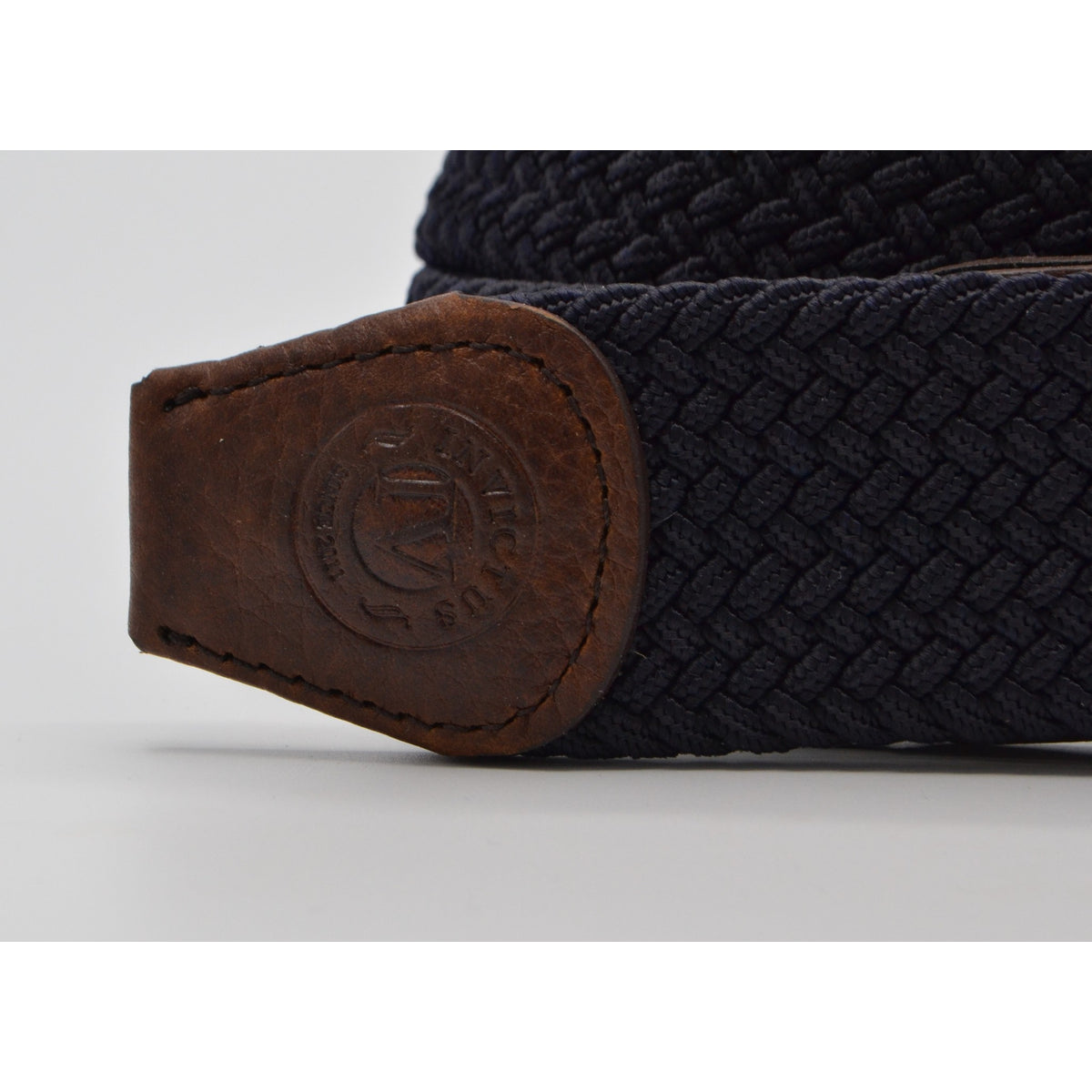 Blauwe stretch gevlochten riem. 