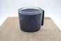 Kaarsenhouder voor theelicht. Glas en blauw leer