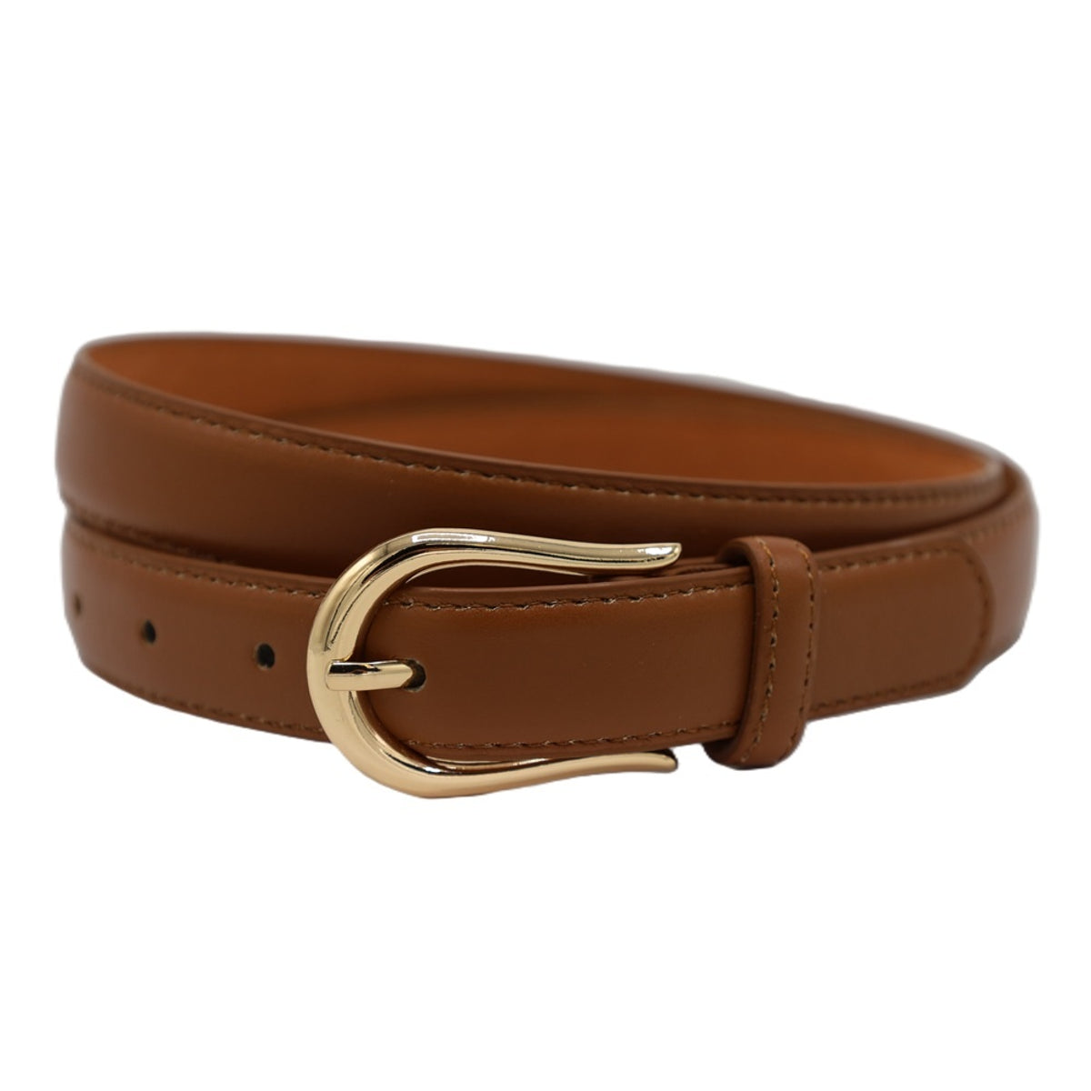 Cognac PU vegan leather riem. 