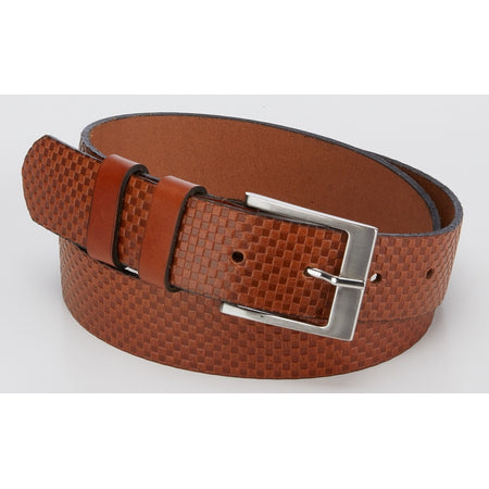 Stoere cognac riem met gave print
