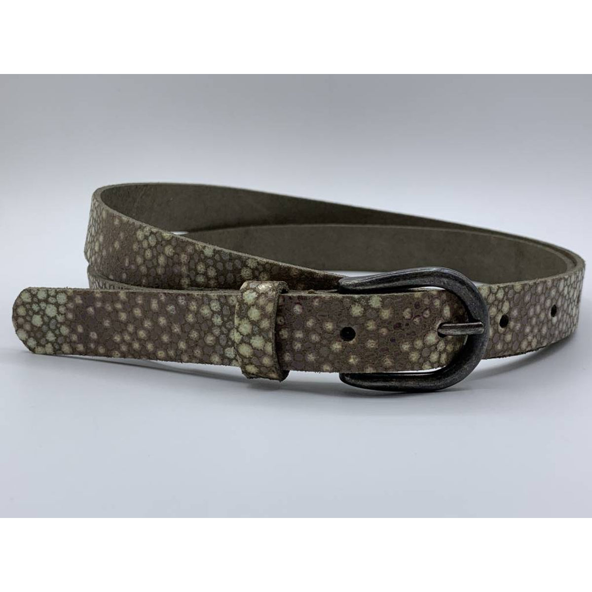 Damesriem van 2cm breed en speelse taupe rogge print.