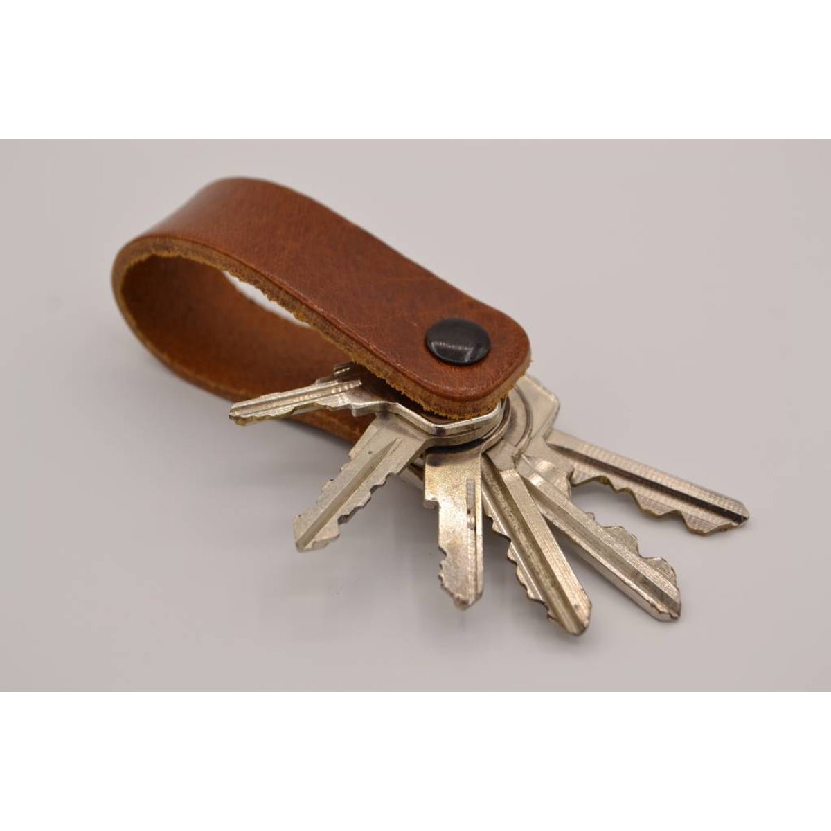 Cognac echt lederen sleutelhanger