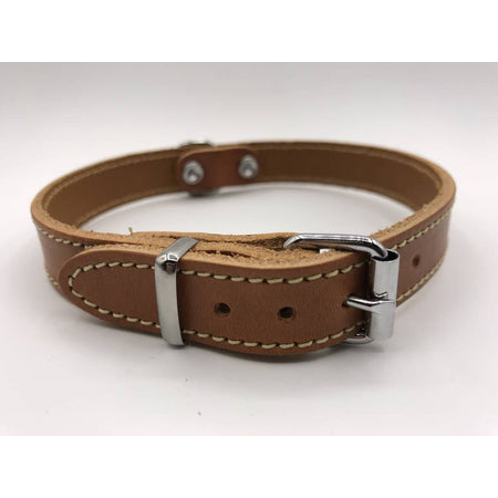 Hondenhalsband 45cm cognac echt Italiaans leer 